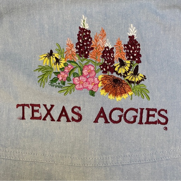 Texas Aggies Wildflower Embroidery Chambray Shirt Size M - Picture 3 of 11